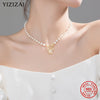 YIZIZAI Natural Baroque Pearl Butterfly Pendant Necklace Genuine 925 Sterling Silver Charm Girl Women Wedding Birthday Jewelry