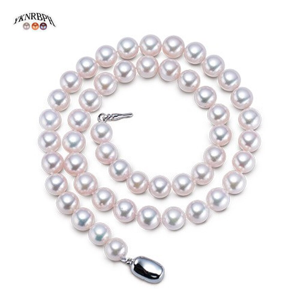 YKNRBPH Women's AAAA White 8-9mm Pearl Necklace Wedding /Party Fine Jewelry Chain