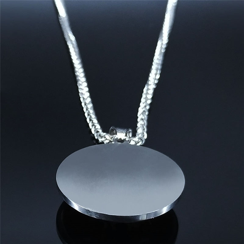 YOGA Flower of Life Seven Chakra Snake Glass Stainless Steel Silver Color Necklace Men/Women Jewelry collares mujer N5168S02