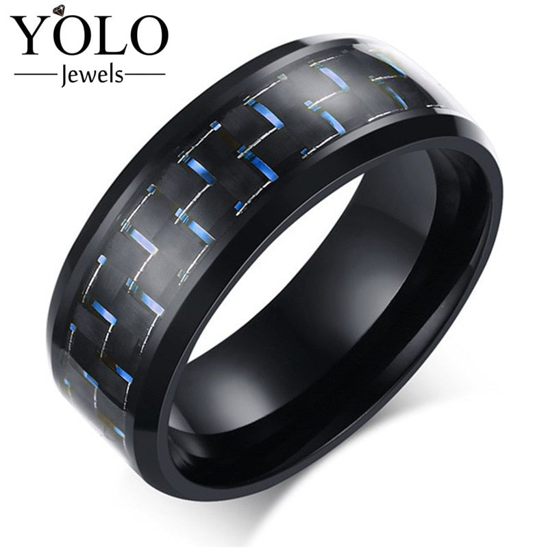 Stainless Steel Wedding Rings for Men Trendy Ring with IP Black Plated for Boys Suitable for Parties