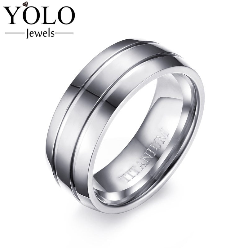 Titanium Vintage Wedding Rings for Men Promise Ring for Boys with IP Silver Plated Suitable for Parties