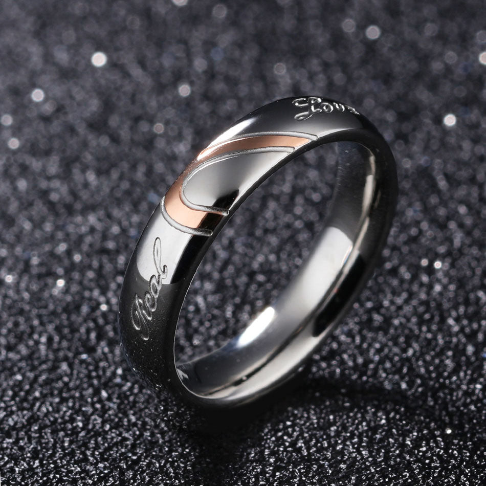 Heart Rings For Women/Men 316L Stainless Steel Half Heart Simple Circle Promise Rings for Couples Fashion Jewelry Gift