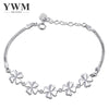 YWM 925 Sterling Silver Clover Bracelet Fashion Simple Jewelry Classic Retro Jewelry for Women Girls