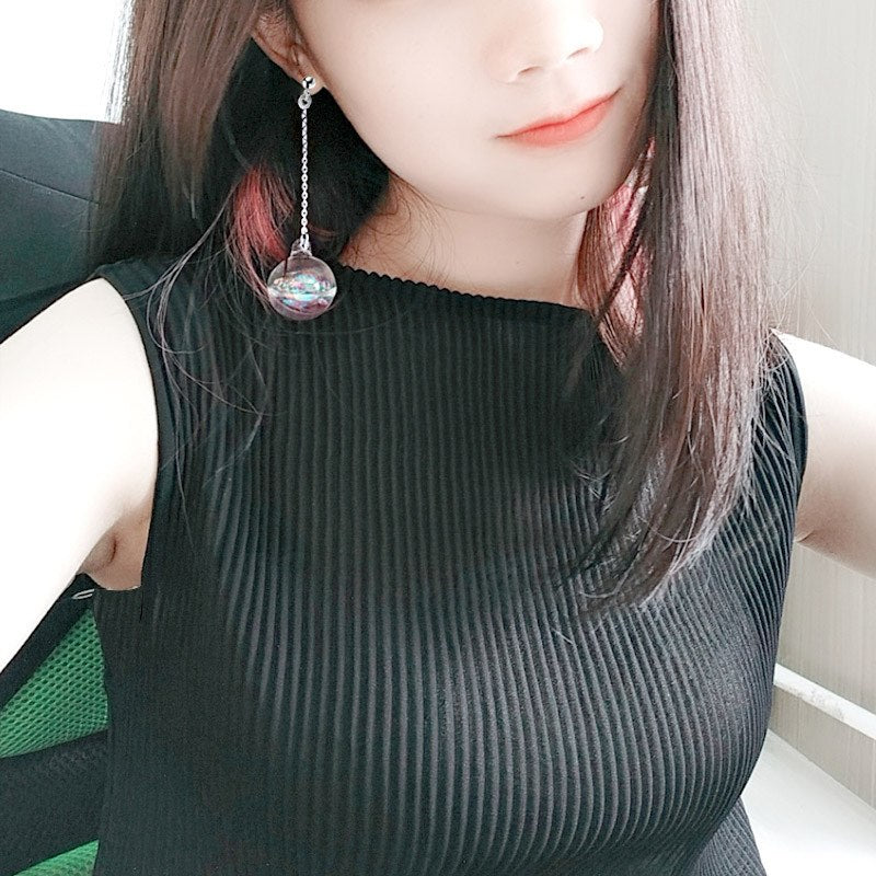 YWM 925 Sterling Silver Moonstone Planet Necklace Natural Strawberry Crystal Pendant Clavicle Chain Jewelry Small Fresh Style