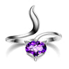 YWM 925 Sterling Silver Spirit Fox Fashion Opening Ring Natural Topaz Amethyst Garnet Jewelry for Women Suit Any Size 925s