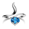 YWM 925 Sterling Silver Spirit Fox Fashion Opening Ring Natural Topaz Amethyst Garnet Jewelry for Women Suit Any Size 925s