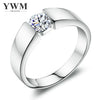 YWM 925 Sterling Silver Wedding Ring Male Ring Korean Version Jewelry Crystal Couple Silver Ring for Men