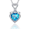 YWM JEWELS 100% Sterling Silver 925 Love my life Pendant Necklace with Natural Purple crystal Double love Style Jewelry 2020 New