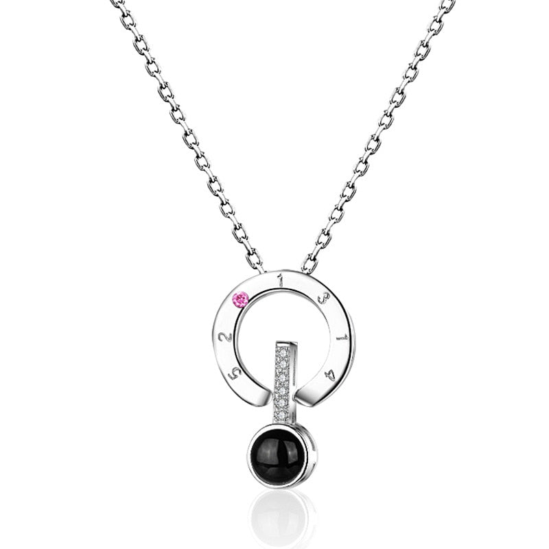 YWM S925 Silver Jewelry Love Valentine's D Memory Necklace 100 Languages I Love You Necklace with Pedant for Women Girls