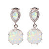 Artificial Fire Opal Cubic Zirconia Silver Color Earrings Fashion for Women Jewelry Wedding Statement Drop Earring Y30