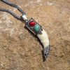 YX001 Men's Bone Pendant Necklace Stainless Steel Necklace Tibetan Amulet Fangs Real Natural Tooth Vintage Wolf Tooth Charm