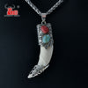 YX001 Men's Bone Pendant Necklace Stainless Steel Necklace Tibetan Amulet Fangs Real Natural Tooth Vintage Wolf Tooth Charm