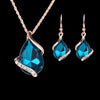 Fashion Wedding Bridal Women Jewelry Teardrop Necklace Gold-color Costume Accessories Crystal Dangle Pendant Necklaces