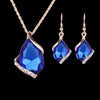 Fashion Wedding Bridal Women Jewelry Teardrop Necklace Gold-color Costume Accessories Crystal Dangle Pendant Necklaces