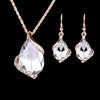 Fashion Wedding Bridal Women Jewelry Teardrop Necklace Gold-color Costume Accessories Crystal Dangle Pendant Necklaces