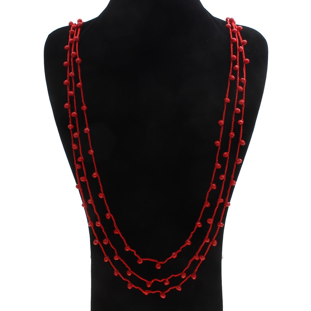 New Bohemia Statement Fashion Charms 100% Natural Red Coral Stone Long Sweater Beaded Necklaces&Pendants Women Fine Jewelry