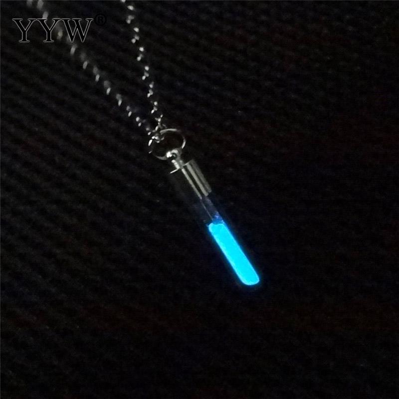 New Creative Luminous Glass Cylindrical Pendant necklace Glow In The Dark Charm Necklace Fine Jewelry For Women And Girls