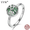 Real 925 Sterling Silver Tree of Life Finger Ring Crystal Leaf Rings For Women Sterling Silver Fine Jewelry Gift S925