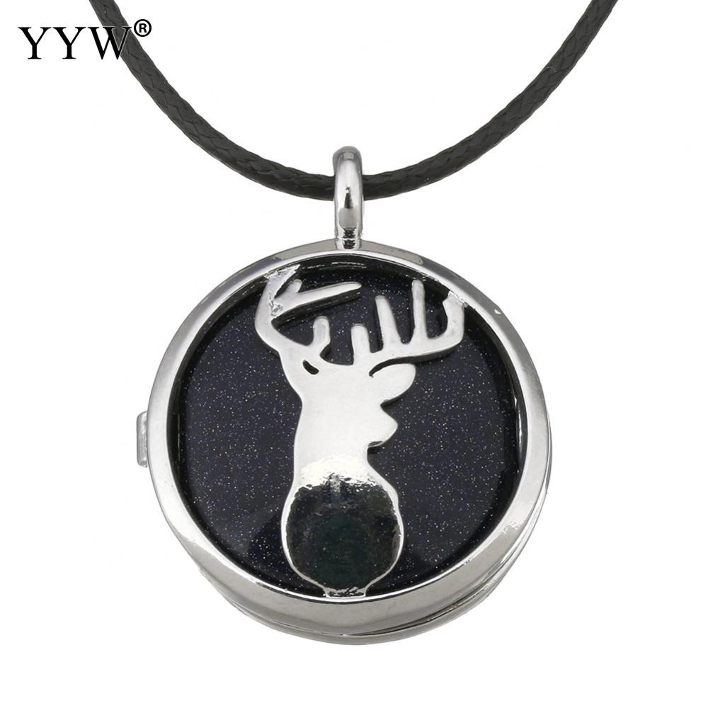 Unisex Cord Rope Choker Pendant Necklace Deer Leaf Hollow Locket Rose Opal Turquoises Malachite Quartz Christmas Necklaces