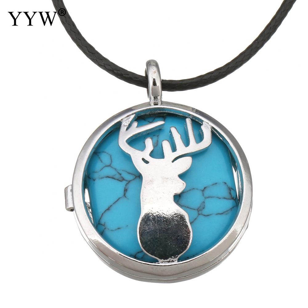 Unisex Cord Rope Choker Pendant Necklace Deer Leaf Hollow Locket Rose Opal Turquoises Malachite Quartz Christmas Necklaces