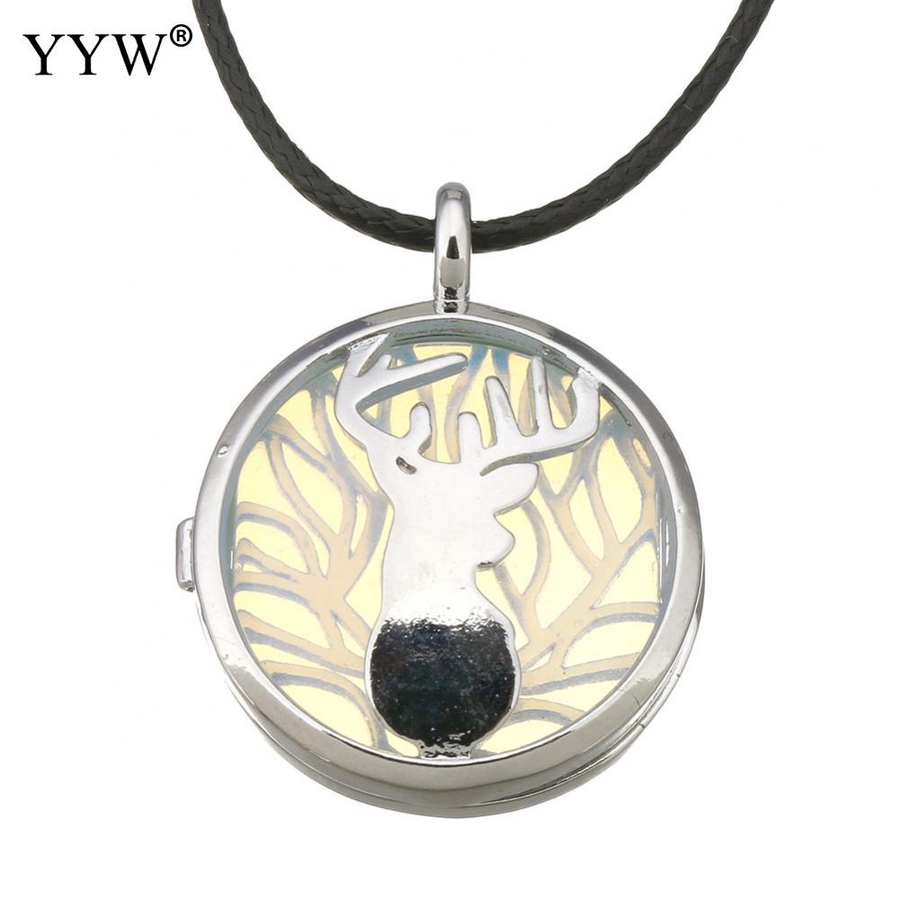 Unisex Cord Rope Choker Pendant Necklace Deer Leaf Hollow Locket Rose Opal Turquoises Malachite Quartz Christmas Necklaces
