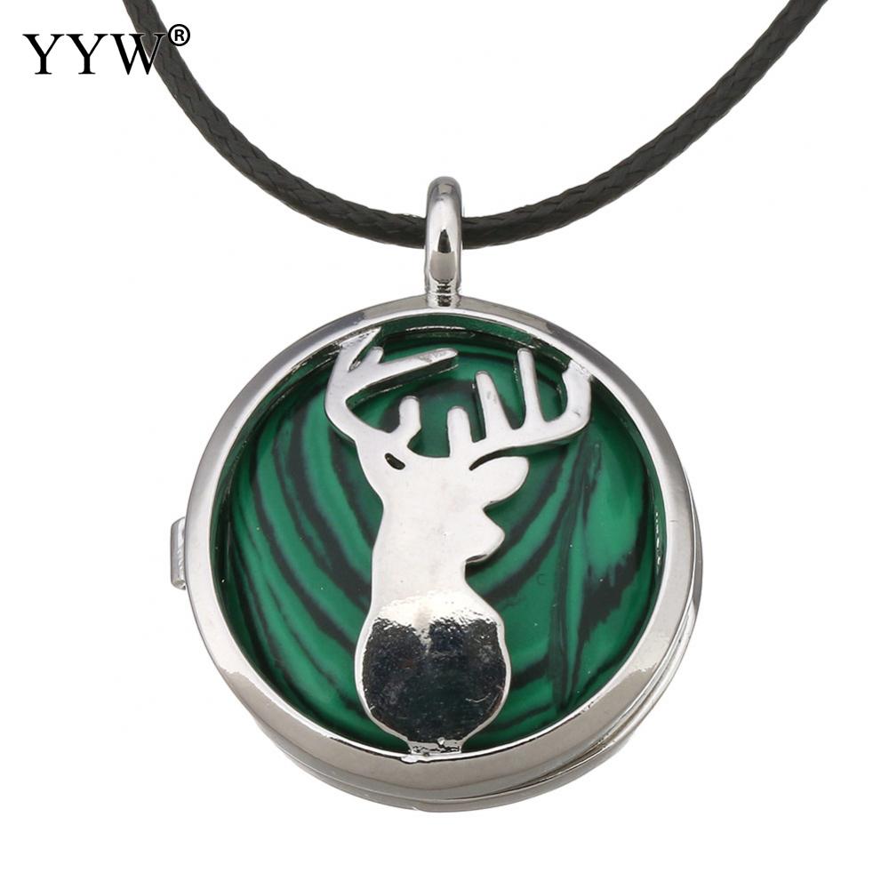 Unisex Cord Rope Choker Pendant Necklace Deer Leaf Hollow Locket Rose Opal Turquoises Malachite Quartz Christmas Necklaces
