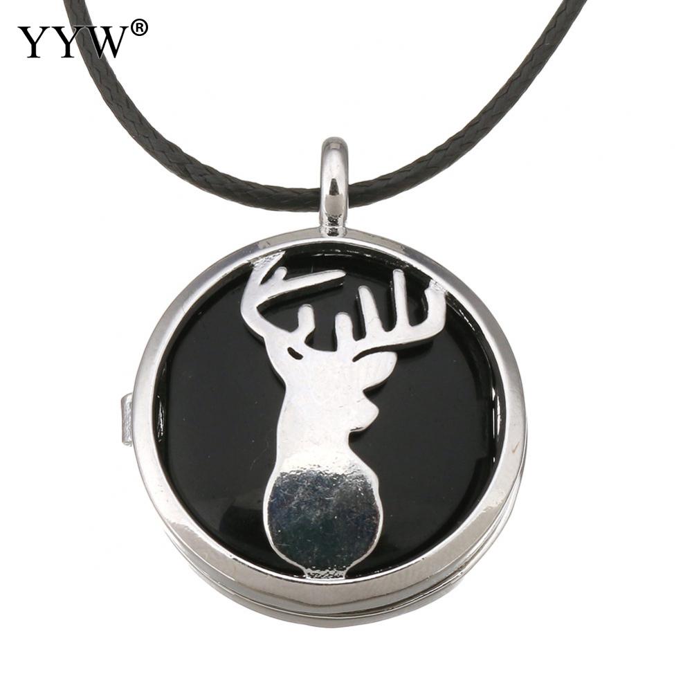 Unisex Cord Rope Choker Pendant Necklace Deer Leaf Hollow Locket Rose Opal Turquoises Malachite Quartz Christmas Necklaces