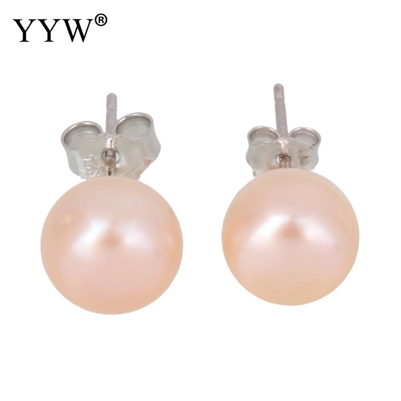 Wholesale Natural White Pink Purple Freshwater Pearl Earrings Jewelry Mom Women Gift 8/9/10/11/12mm Real Pearl Stud Earrings