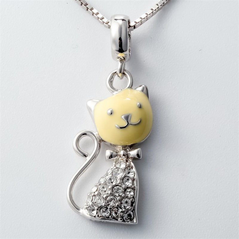 925 Sterling Silver Cat Necklace Pendant W Chain Halloween Party Jewelry Decors Birthd Gifts Women Girls Daughters HN02