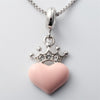 925 Sterling Silver Heart Crown Necklace Pendant W Chain Birthd Party Jewelry Gifts for Women Girls Her Girlfriend HN03