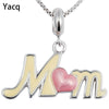 925 Sterling Silver Mom Letter Heart Necklace Pendant Chain Jewelry Mothers D Gifts for Women Wife Mom HN24 Dropshipping