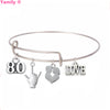 10pcs/lot 80 love Bracelet Summer Style Bangle Adjust Wire 80 Sign Language love charm pendant bracelet