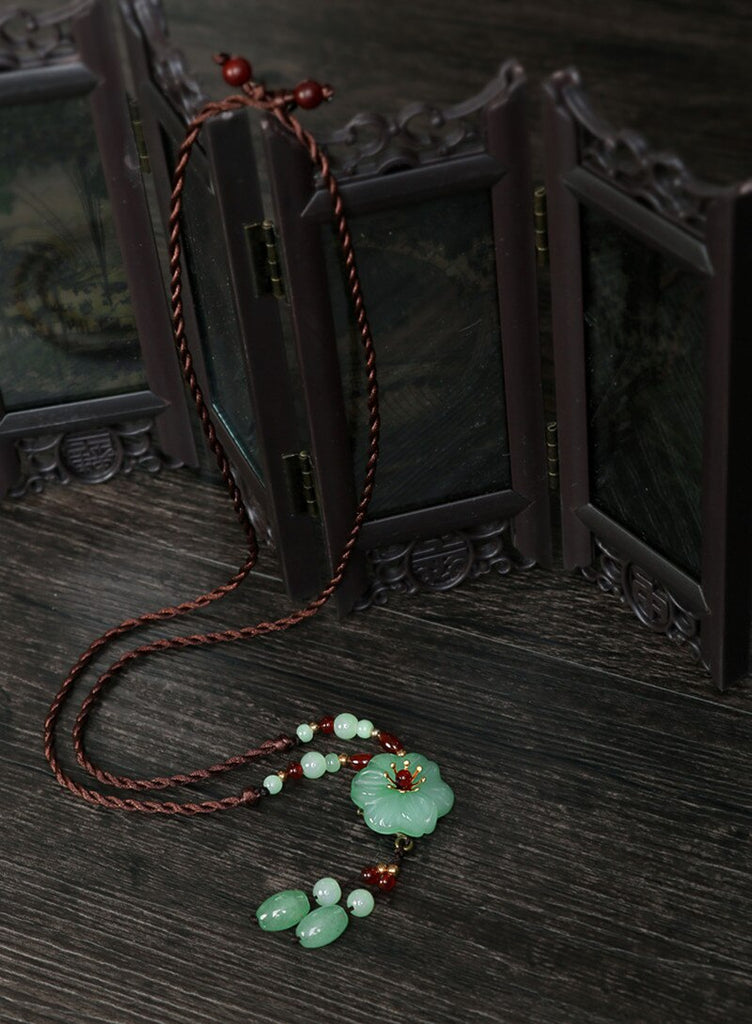 Yanting Ethnic Necklace For Women Glass Glazed Flower Natural Stone Choker Necklace Handmade Vintage Jewelry Accessories 0155