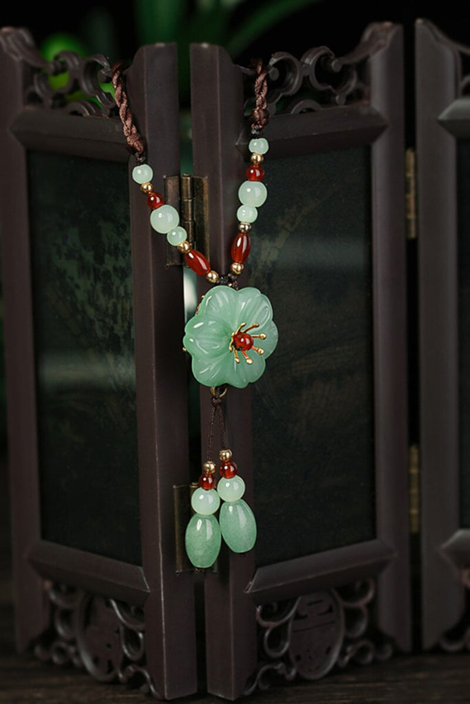 Yanting Ethnic Necklace For Women Glass Glazed Flower Natural Stone Choker Necklace Handmade Vintage Jewelry Accessories 0155