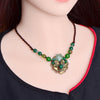 Yanting Ethnic Short Choker Necklaces For Women Vintage Copper Alloy Flower Handmade Necklace With Natural Stone Aventurine 0110
