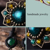 Yanting Vintage Choker Necklace For Women Ethnic Glass Glazed Green Stone Copper Alloy Flower Pendant Necklace Gift 041