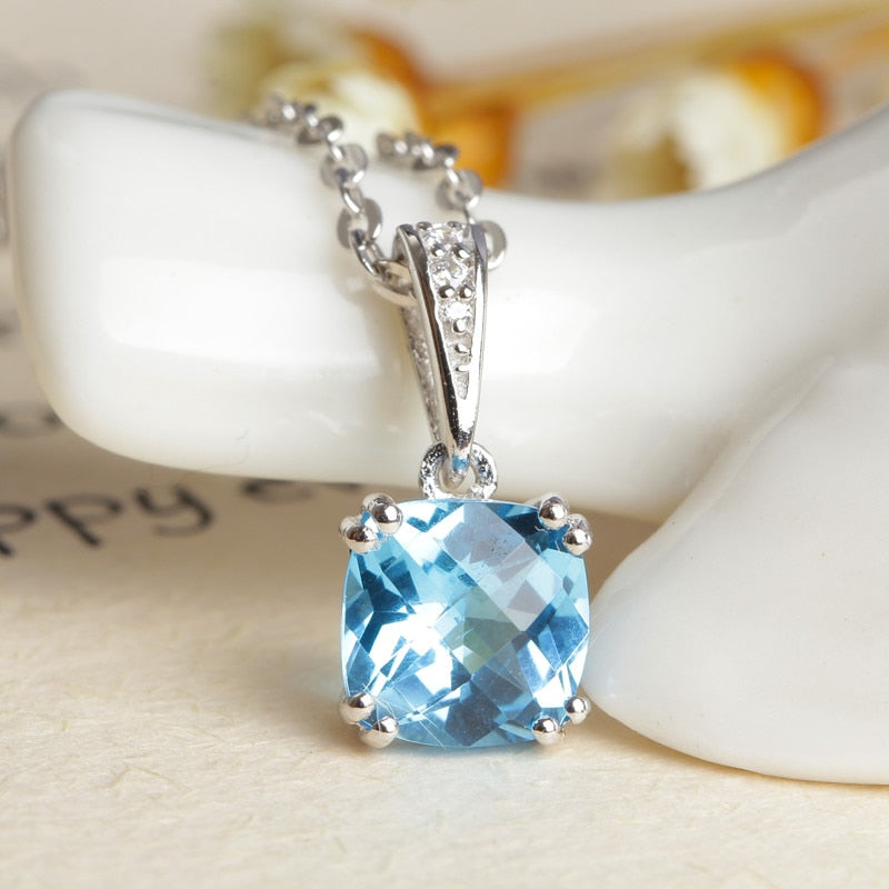 Yellow Amber Natural Gem Necklace 925 Sterling Silver Jewelry Gift Necklace Exquisite Jewelry Trendy Standard Glamour Sapphire