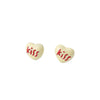 Yellow/Brown Enamel Kiss Letters Heart 925 Silver Stud Earrings