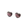 Yellow/Brown Enamel Kiss Letters Heart 925 Silver Stud Earrings