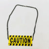 Yellow Caution Card Pendant Necklace for Women Men Acrylic Letter Stripe HipHop Rock Gift Jewelry Accessories