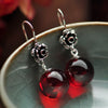 Yellow Chalcedony & White Opal & Red Garnet 925 Sterling Silver Rose Drop Earring Women Thai Silver Brincos Aretes Gift CH024657