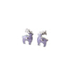 Yellow/Purple Enamel Heart Elk Deer 925 Silver Stud Earrings