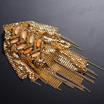 2020 Clothing Accessories Resin Sequins Tassel Epaulet Epaulette Suit Shirt Shoulder Pin Singer Compere Stage Jewelry