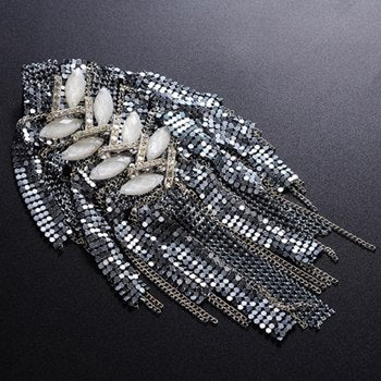 2020 Clothing Accessories Resin Sequins Tassel Epaulet Epaulette Suit Shirt Shoulder Pin Singer Compere Stage Jewelry