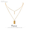 Yhpup Fine Chain Geometric Pendant Portrait Necklace Stainless Steel 18 K Jewelry Trendy Square Chain Collar Necklace