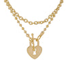 Yhpup Heart Lock Layered Pendant Necklace Trendy Golden Metal Texture Copper Choker Necklace for Women ожерелье 2022