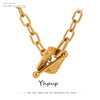 Yhpup Design Square Link Chain Necklace for Women Stainless Steel Golden Metal Stylish Choker Necklace Anniversary Jewelry