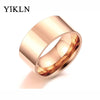 Simple Design 10MM Wide Stainless Steel Rings Trendy Rose Gold/Silver/Gold Color Wedding Ring Jewelry For Women Men YR340