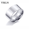 Simple Design 10MM Wide Stainless Steel Rings Trendy Rose Gold/Silver/Gold Color Wedding Ring Jewelry For Women Men YR340