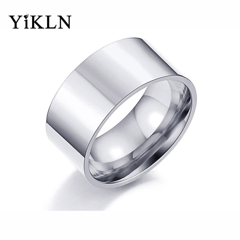 Simple Design 10MM Wide Stainless Steel Rings Trendy Rose Gold/Silver/Gold Color Wedding Ring Jewelry For Women Men YR340